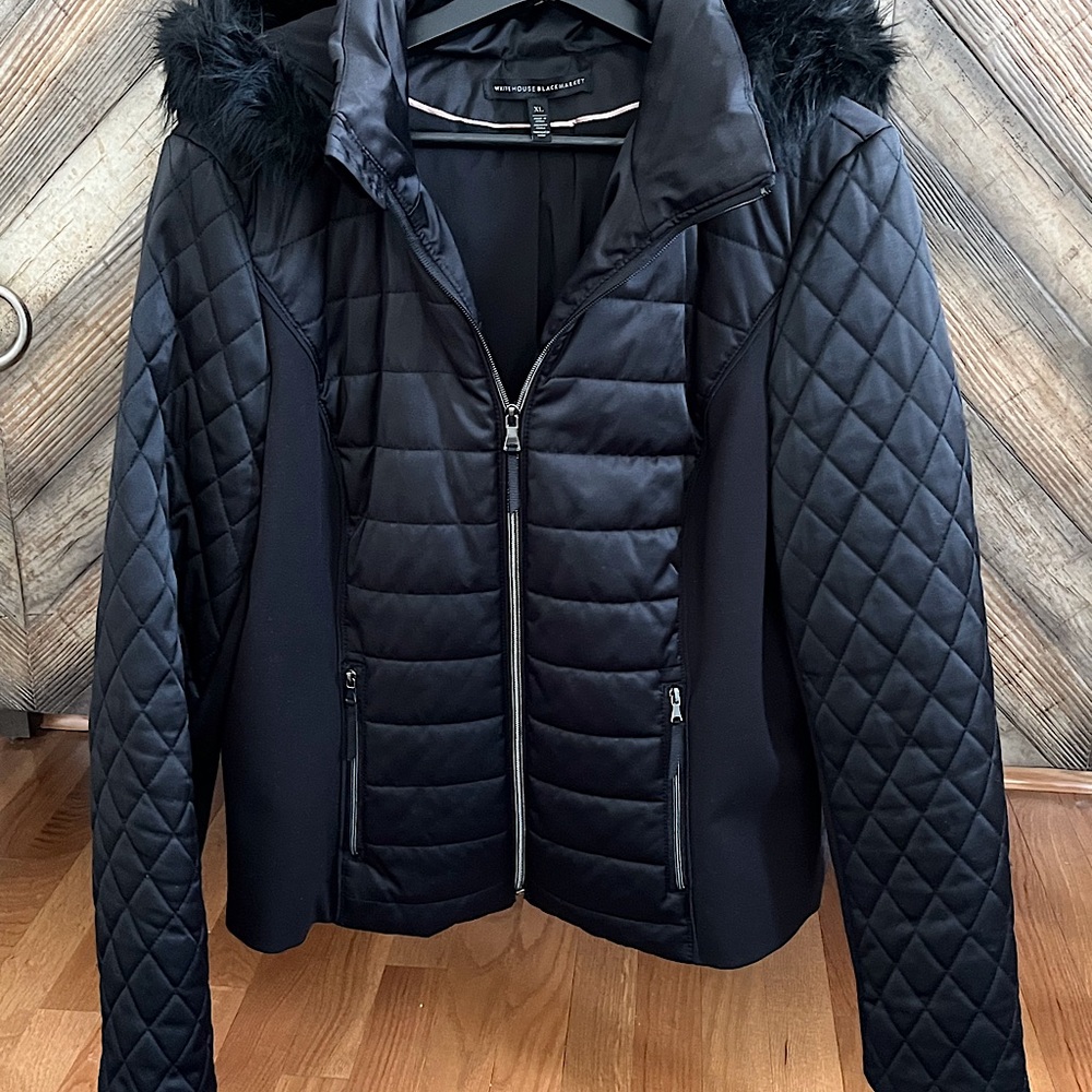 Puffer Jacket-Quilted with removable faux fur trimmed hood